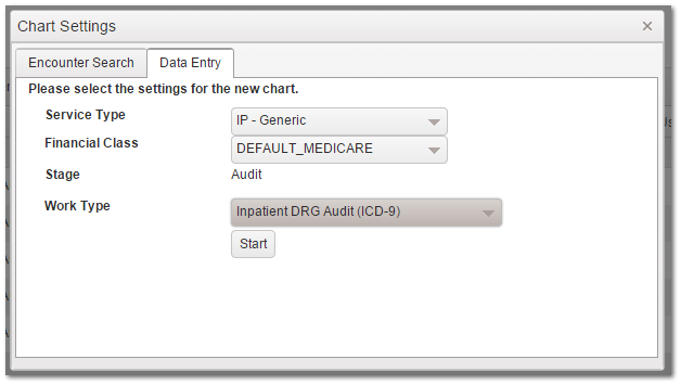 Enter Chart - Data Entry